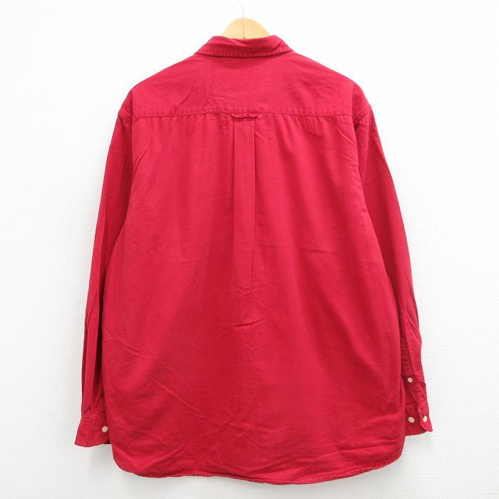 XL/古着 長袖 シャツ メンズ 大きいサイズ コットン ボタンダウン 赤 レッド 24feb22 中古 トップス_画像2