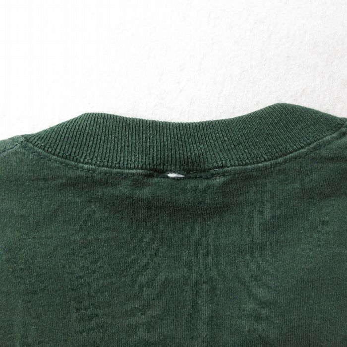 XL/古着 半袖 ビンテージ Tシャツ メンズ 90s カウボーイ 帽子 ロング丈 コットン クルーネック 緑 グリーン 24feb22 中古_画像6