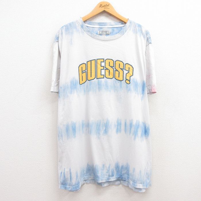 XL/古着 ゲス GUESS 半袖 ビンテージ ブランド Tシャツ メンズ 00s ビッグロゴ 大きいサイズ コットン クルーネック 白他 ホワイト タイダ_画像1