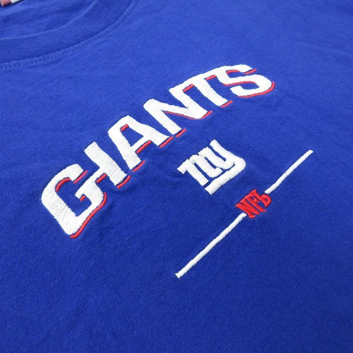 XL/古着 半袖 ビンテージ Tシャツ メンズ 00s NFL ニューヨークジャイアンツ 刺繍 コットン クルーネック 青 ブルー アメフト スーパーボウ_画像2
