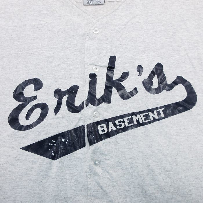 XL/古着 半袖 ベースボール シャツ メンズ 90s Eriks コットン 薄グレー 霜降り 24feb24 中古 トップス_画像3