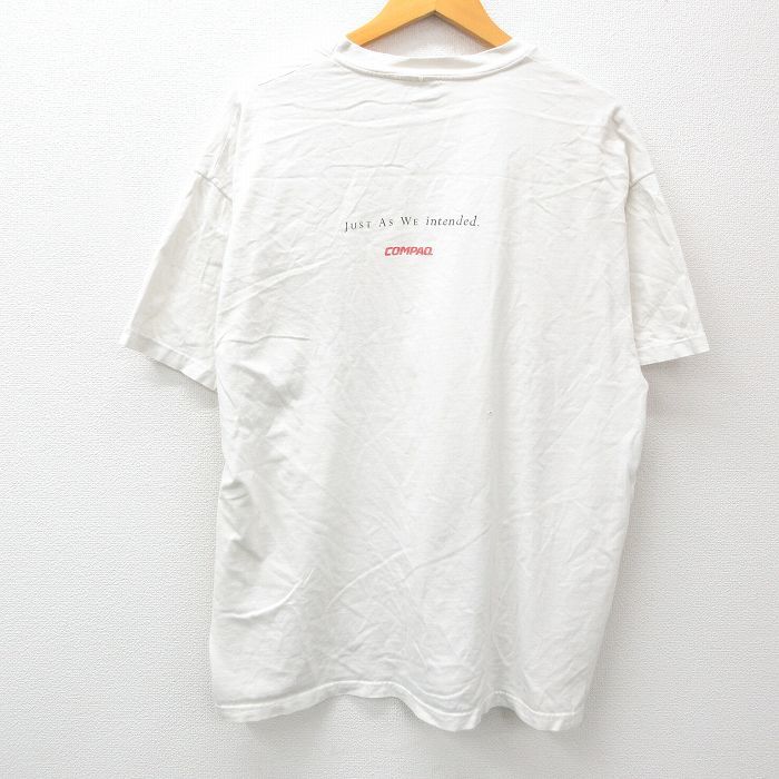 XL/古着 ヘインズ 半袖 ビンテージ Tシャツ メンズ 90s メッセージ COMPAQ ソフトウェア 大きいサイズ コットン クルーネック 白 ホワイト_画像2