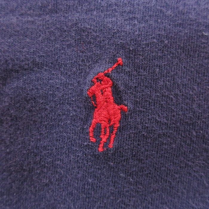 XL/古着 ラルフローレン Ralph Lauren 半袖 ブランド Tシャツ メンズ 90s ワンポイントロゴ 胸ポケット付き コットン クルーネック 紺 ネイ_画像2