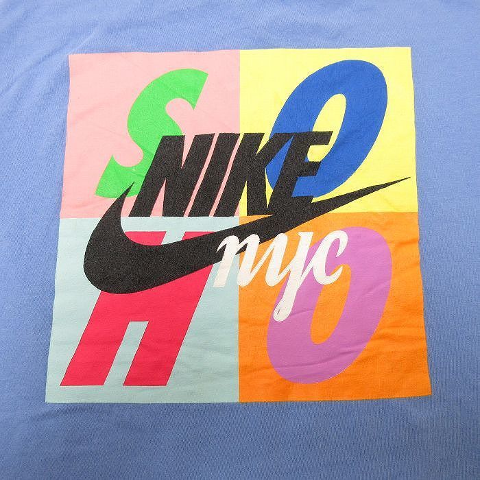 XL/古着 ナイキ NIKE 半袖 Tシャツ メンズ ビッグロゴ コットン クルーネック 水色 24feb27 中古_画像2