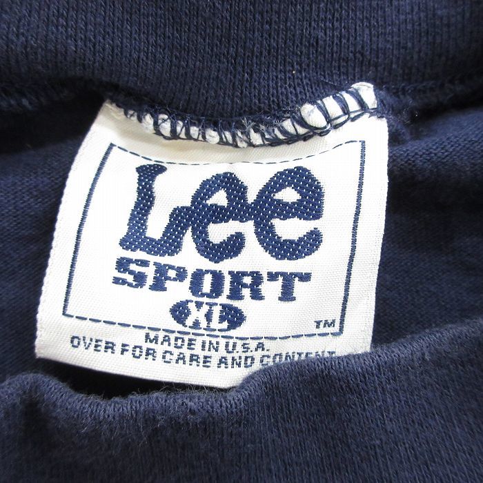 XL/古着 リー Lee 長袖 ビンテージ Tシャツ メンズ 90s ワシントン コットン モックネック ハイネック 紺 ネイビー 24feb27 中古_画像3