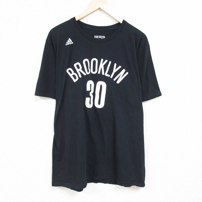 XL/古着 アディダス adidas 半袖 ブランド Tシャツ メンズ NBA ブルックリンネッツ 大きいサイズ コットン クルーネック 黒 ブラック バス_画像1