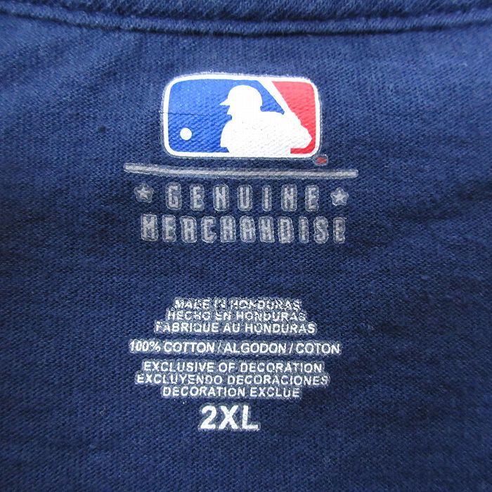 XL/古着 半袖 Tシャツ メンズ MLB ボストンレッドソックス 大きいサイズ コットン クルーネック 紺 ネイビー メジャーリーグ ベースボール_画像4