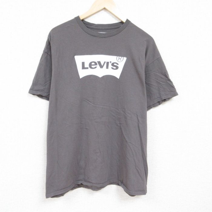 XL/古着 リーバイス Levis 半袖 ブランド Tシャツ メンズ ビッグロゴ 大きいサイズ コットン クルーネック グレー 24feb28 中古_画像1