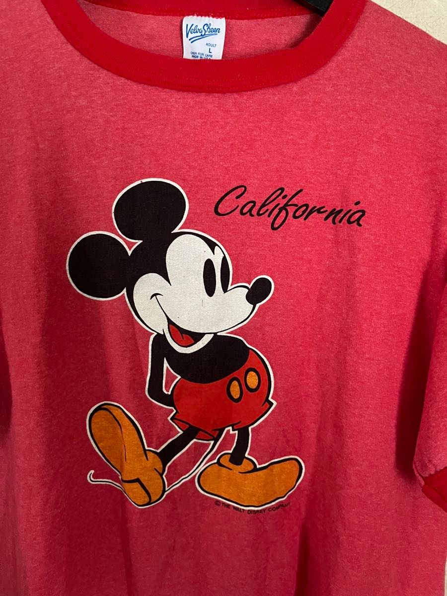 在原みゆ紀】 90s USA製 ミッキーマウス リンガーTシャツ 水色 L 