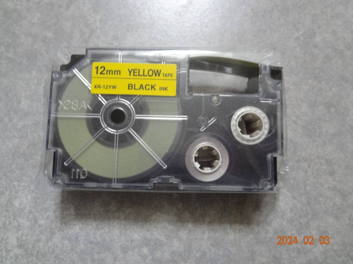 カシオ 純正 ネームランドテープカートリッジ XR-12YW 12mm 黒文字 黄色テープ 未使用1本_画像4