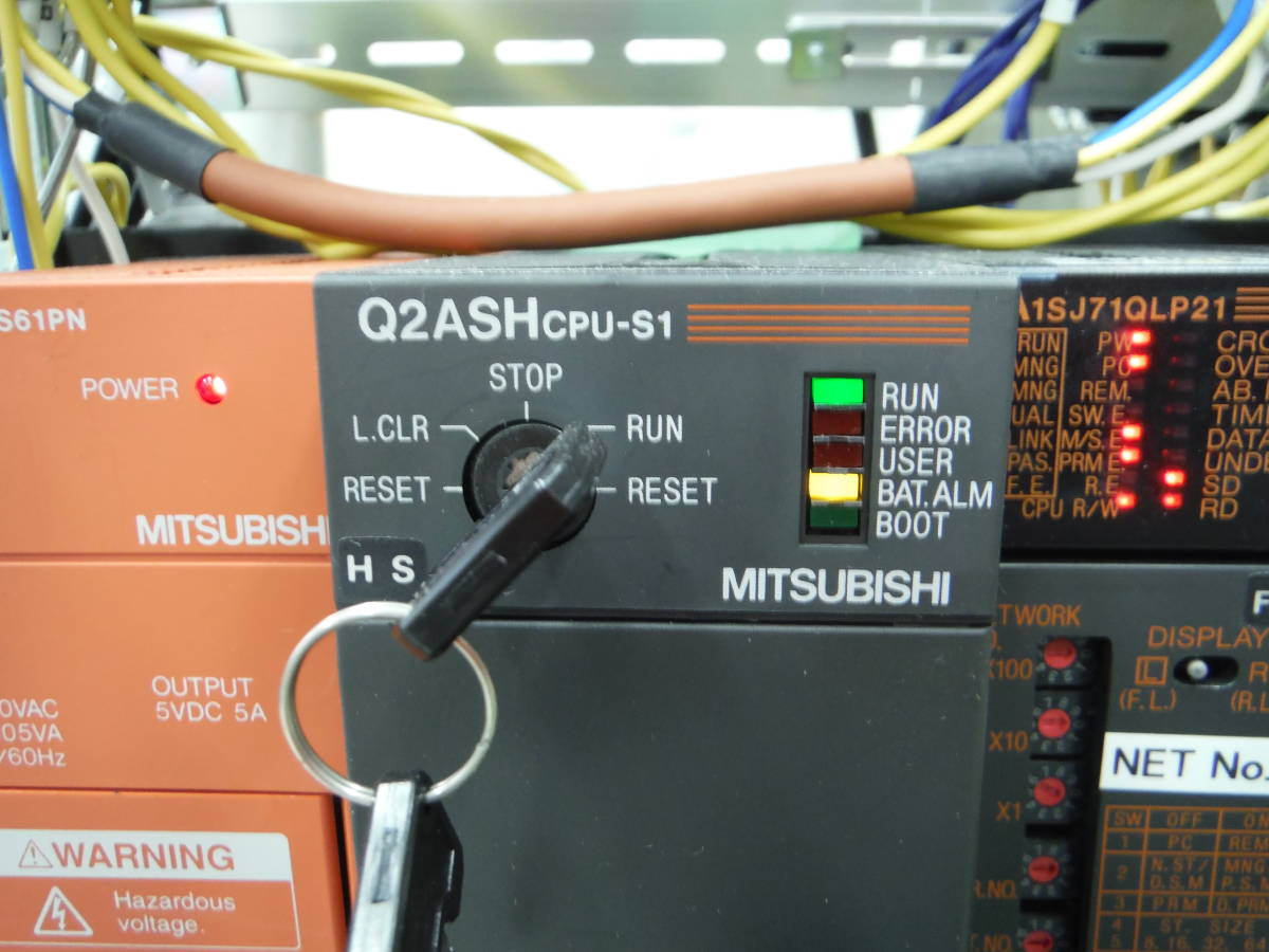 三菱電機 MELSEC-QnASシリーズ Q2ASHCPU-S1 A1SJ71QE71N-T他 中古セット品 【動作確認済】_CPUバッテリーは消耗しています