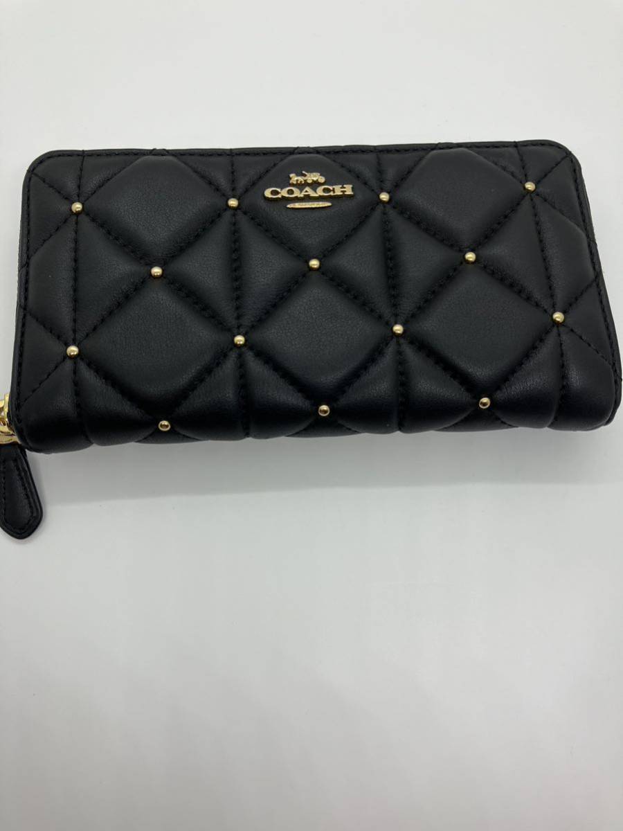 ★美品★ COACH コーチ 長財布 ラウンドファスナー ロングウォレット ブラック レザー