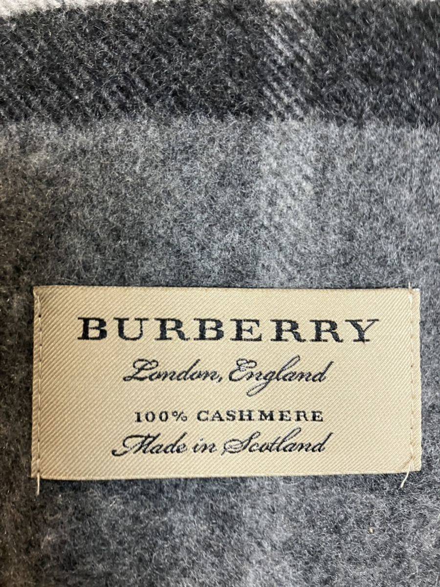 ★美品★ BURBERRYバーバリー　カシミアマフラー　グレー　チェック柄_画像6