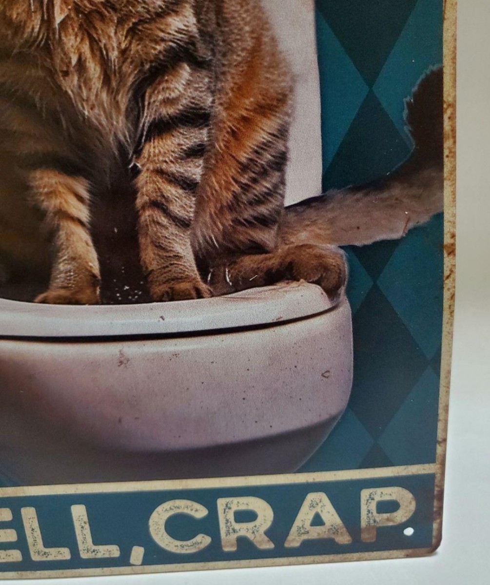 ブリキ看板　HANAKO　レトロ　猫の看板　P26　キジトラ　猫のトイレ　ウェルカムボード_画像7