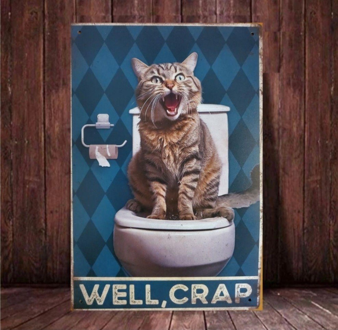 ブリキ看板　HANAKO　レトロ　猫の看板　P26　キジトラ　猫のトイレ　ウェルカムボード_画像9