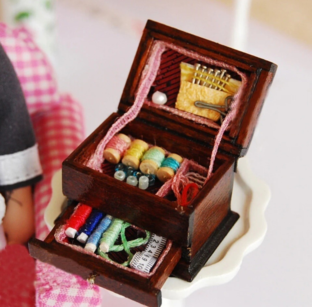  retro миниатюра из дерева коробка для швейных принадлежностей шкатулка для швейных принадлежностей смешанные товары HANAKO