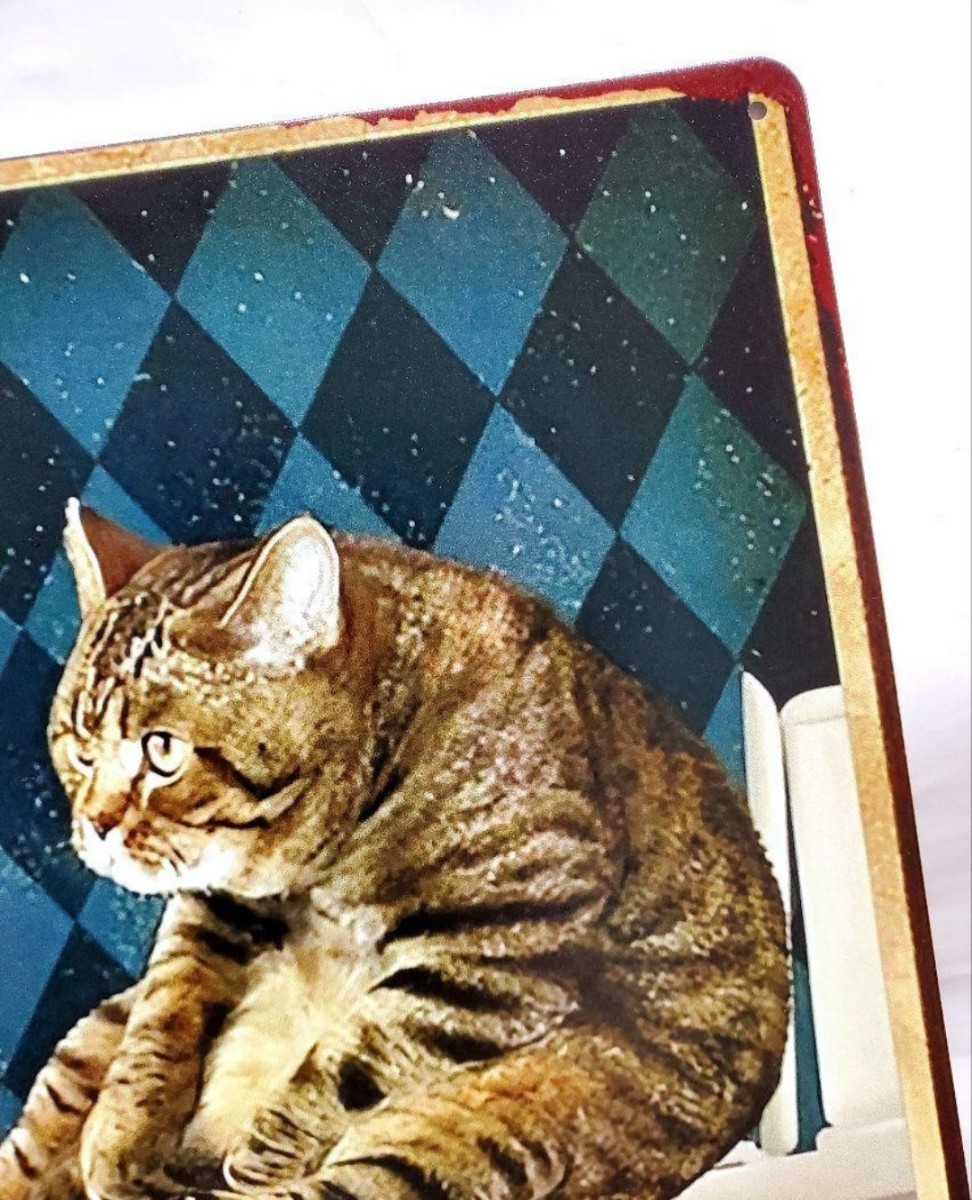 ブリキ看板　HANAKO　レトロ　猫の看板　T36　キジトラ　キジ猫　トイレの看板　猫のトイレ　ウェルカムボード_画像6