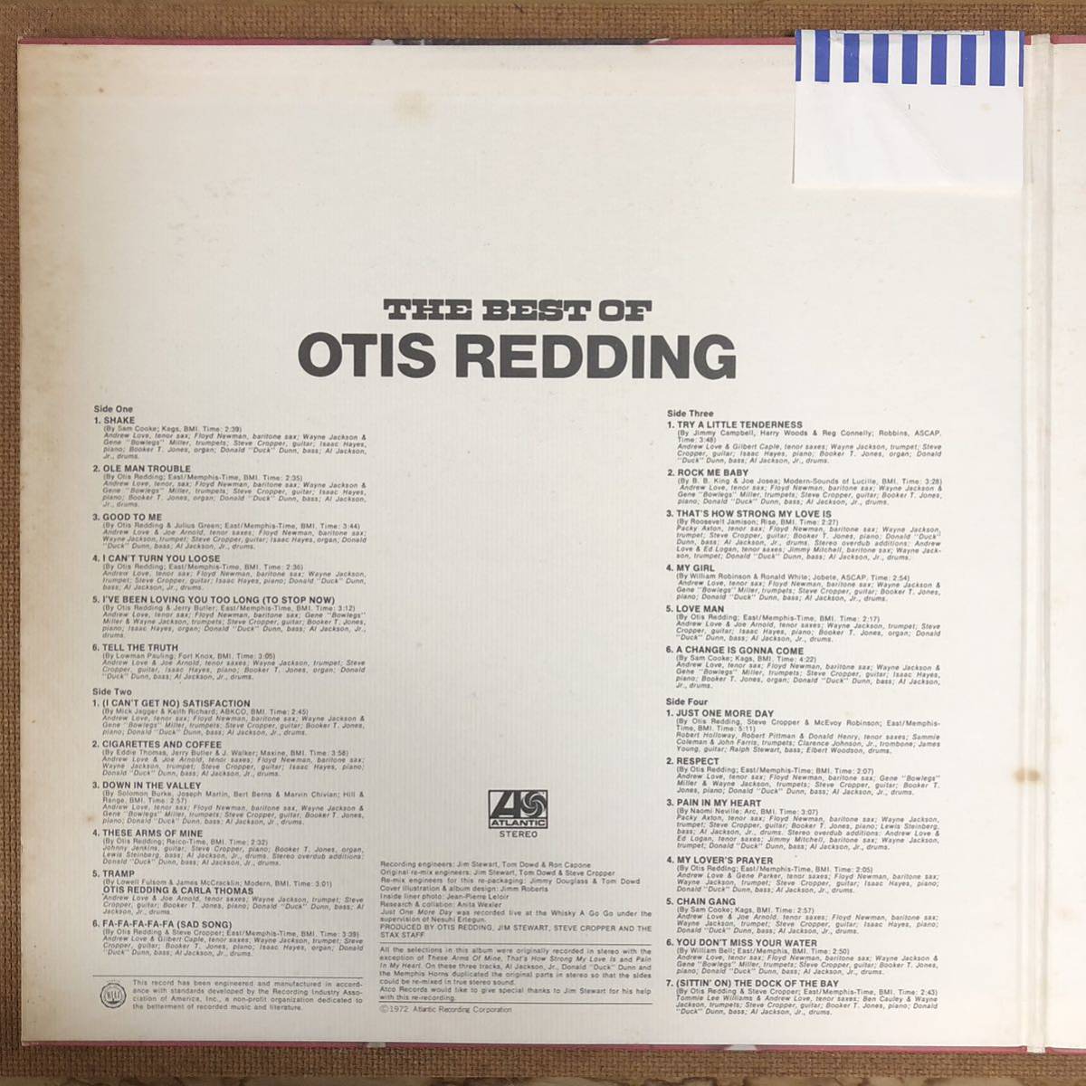 OTIS REDDING オーティス・レディング THE BEST OF OTIS REDDING SOUL ソウル レコード LP 2枚組_画像7
