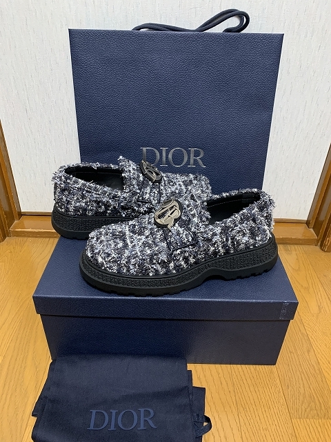 42 新品 24ss DIOR Buffalo ローファー カナージュ ツイード ディオール_画像1