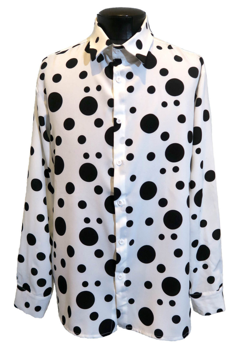 新品 3XLサイズ 水玉シャツ ドット柄シャツ 1485 白×黒 ブラック ホワイト ヴィジュアル系 柄シャツ ピエロ 大きなサイズ ビッグサイズ_画像1