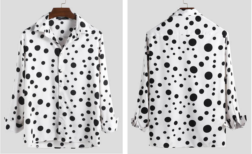 新品 3XLサイズ 水玉シャツ ドット柄シャツ 1485 白×黒 ブラック ホワイト ヴィジュアル系 柄シャツ ピエロ 大きなサイズ ビッグサイズ_画像5
