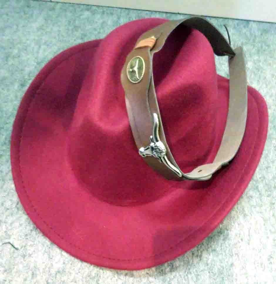  new goods Western hat Buffalo decoration belt attaching 1001 wine red bordeaux ten-gallon hat kau Boy hat hat ... western 
