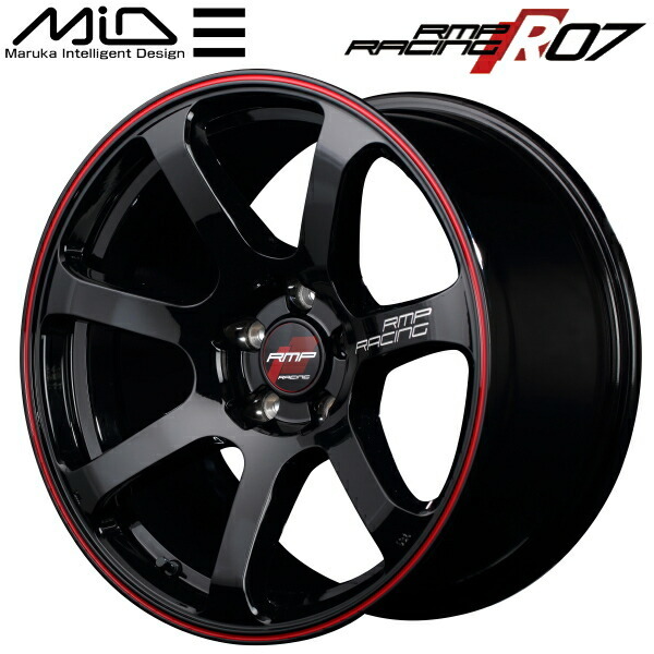 MID RMP RACING R07 ホイール1本 ブラック/リムレッドライン 5.0J-15inch 4H/PCD100 inset+45_画像1