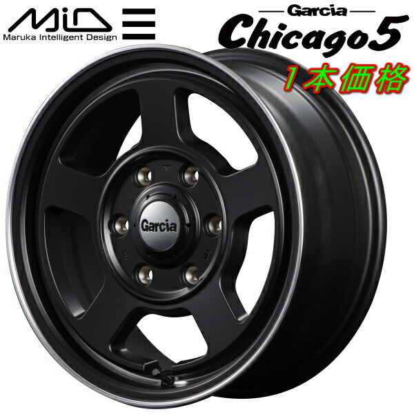 MID ガルシア Chicago5 ホイール1本 セミグロスブラック/ヴァーレイ+フランジポリッシュ 4.5J-15inch 4H/PCD100 inset+45_画像1