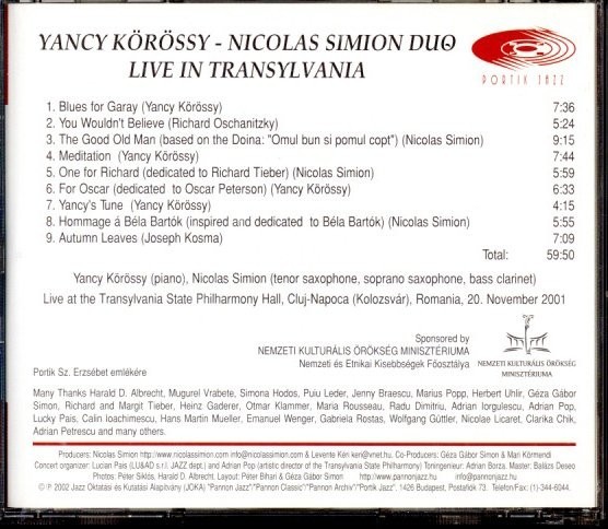 即決・送料無料(2点で)ヤンシー・キョロシー Yancy Krssy コラス・シミオン デュオ Nicolas Simion Duo◆Live In Transylvania◆(b811)_画像2