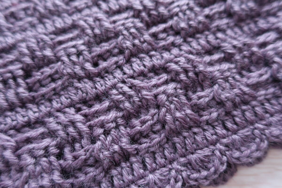 紫マフラー 首巻き 編み物 スヌード 防寒対策 ハンドメイド の画像2