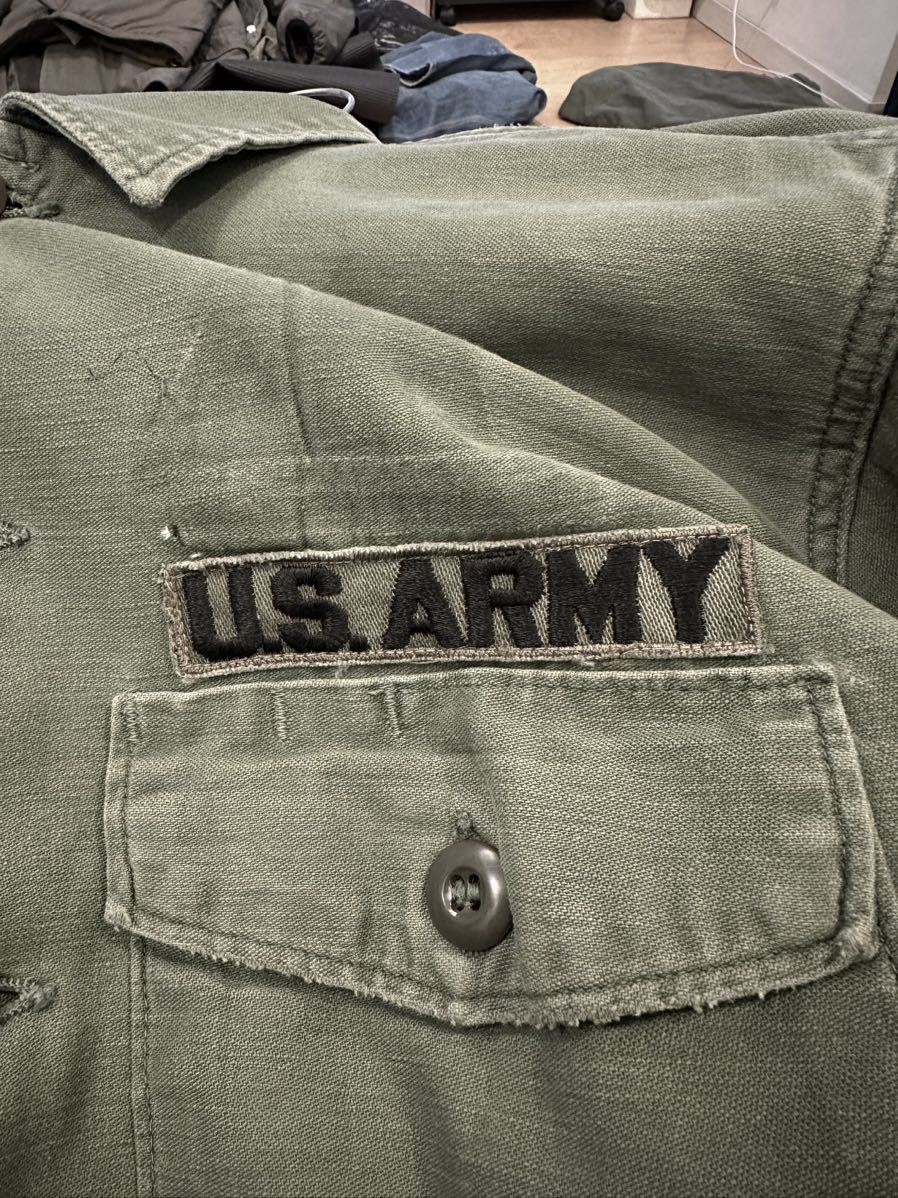 アメリカ軍ユーティリティシャツミリタリーシャツ1960's US.Army OG107 Utility Shirt 3rd model米軍実物 ワークシャツ コットン の画像3