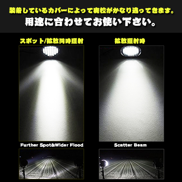 送料無料.. 超遠距離照射 185W スポットカバー/拡散カバー付属 ホワイト LED ワークライト トラック 9インチ 9C-185W 黒 12V/24V 2個 新品