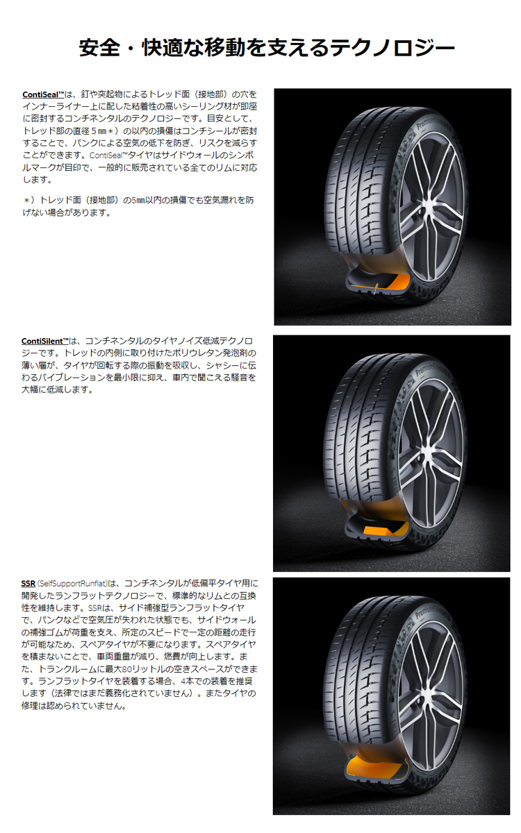 送料無料 コンチネンタル 承認タイヤ CONTINENTAL PremiumContact 6 プレミアム・コンタクト 6 235/55R18 100V VOL 【2本セット新品】_画像3