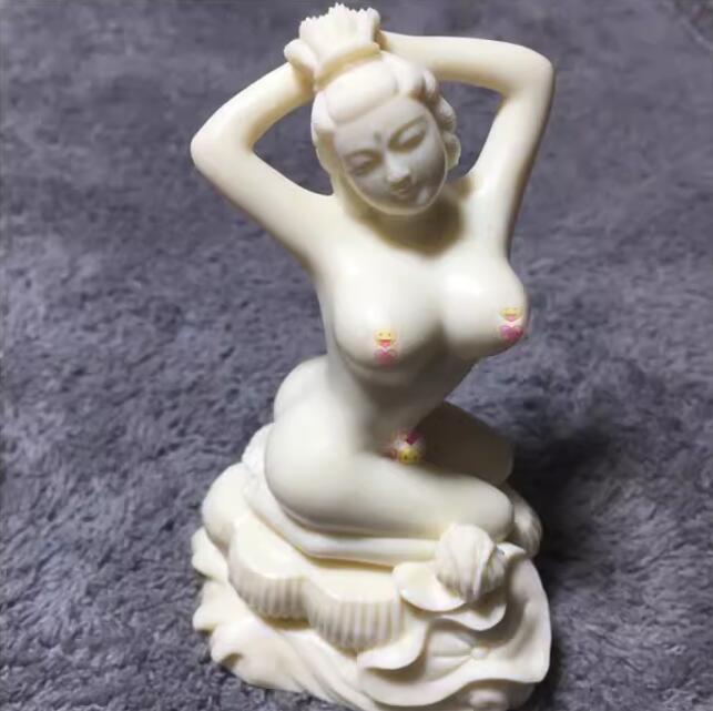 精品象牙果彫刻裸美女置物_画像1