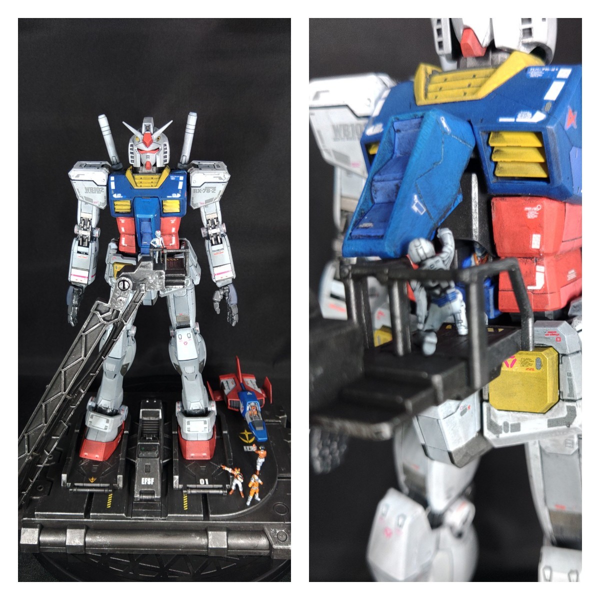 すぐ飾れる！カタパルト型台座クルーフィギュア付き　LED組込　　　　MG-ガンダムVer.3.0塗装済み完成品_画像4