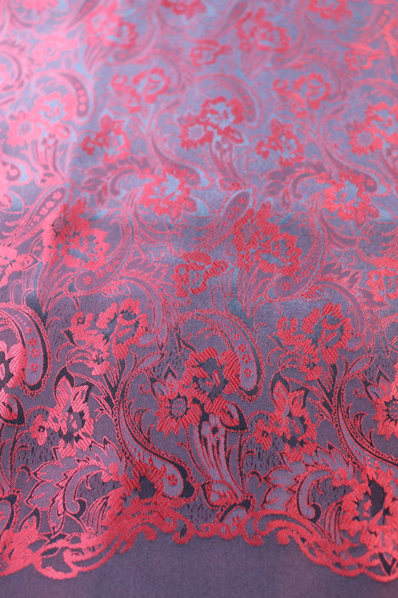 新品【シルク100% SILK】ペイズリー花柄 シャインレッド 赤 S.RED 大判 ストール/スカーフ_画像4