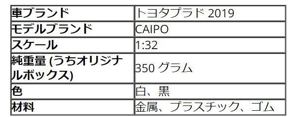 ★1/32 caipo 2019 ランドクルーザープラド ダイキャストsuv 車のモデルおもちゃ LB001の画像6