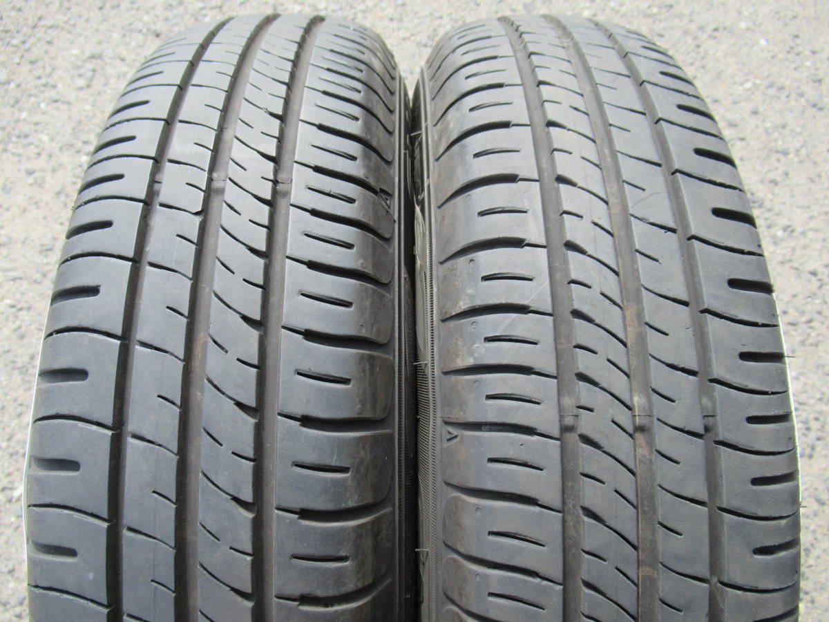 中古タイヤ☆145/80-13 145/80R13 ダンロップ EC204 ホワイトリボン ダイハツ純正 ブラウンXメッキリム 4J+40 100 4H キャンバス ココア☆_画像10