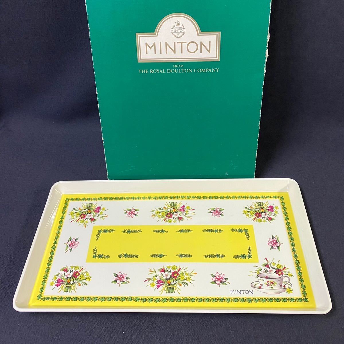 MINTON ミントン トレイ トレー お盆 プレート サンドイッチトレイ 花柄 樹脂性 耐水 高強度 軽量 38×23×3cm THE ROYAL DOULTON COMPANY_画像1