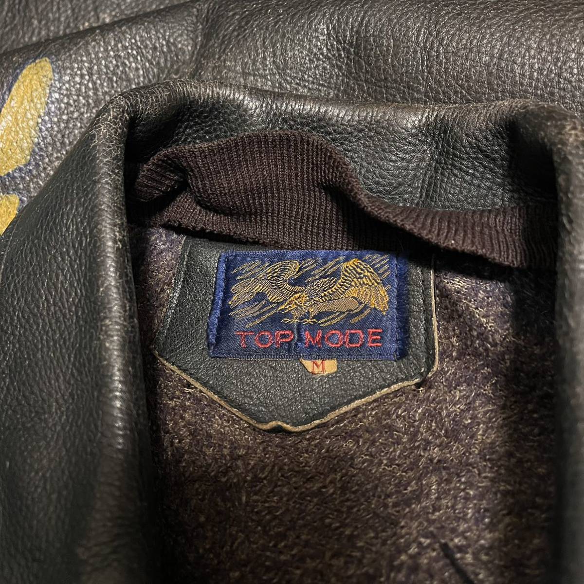 超希少 50s~60s TOPMODE hunting leather jacket M military ミリタリー レザージャケット ブラウン AVIREX カバーオール トップモード_画像9