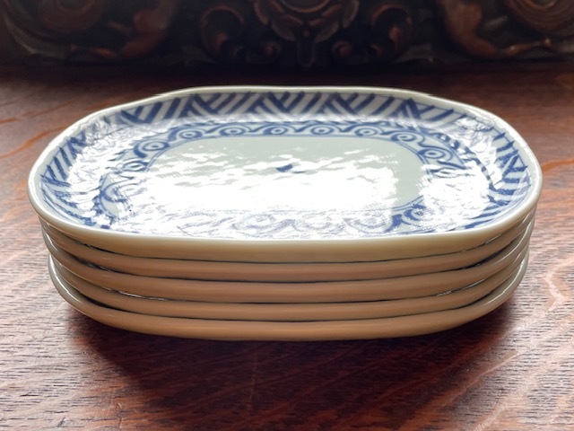 和食器●平皿5枚セット●楕円型●白地に青絵●5柄の画像10