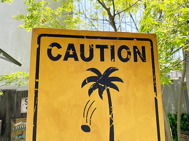 ハワイの道路標識 ウッドサイン（ココナッツ落下注意） ■ アメリカン雑貨 アメリカ雑貨の画像2