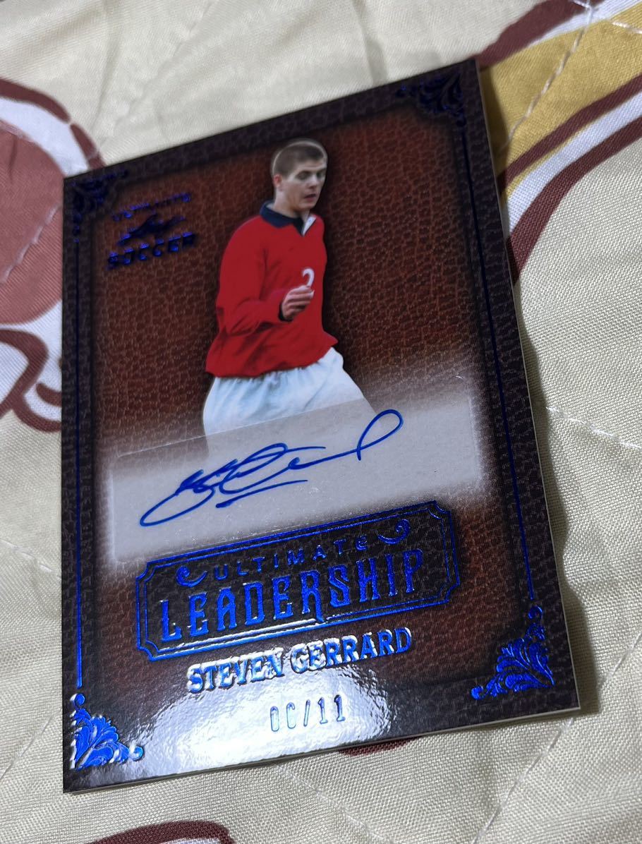 11枚限定　2022 Leaf Ultimate Soccer スティーヴン・ジェラード　直筆サインカード Steven Gerrard Auto Liverpool Autograph サッカー_画像3