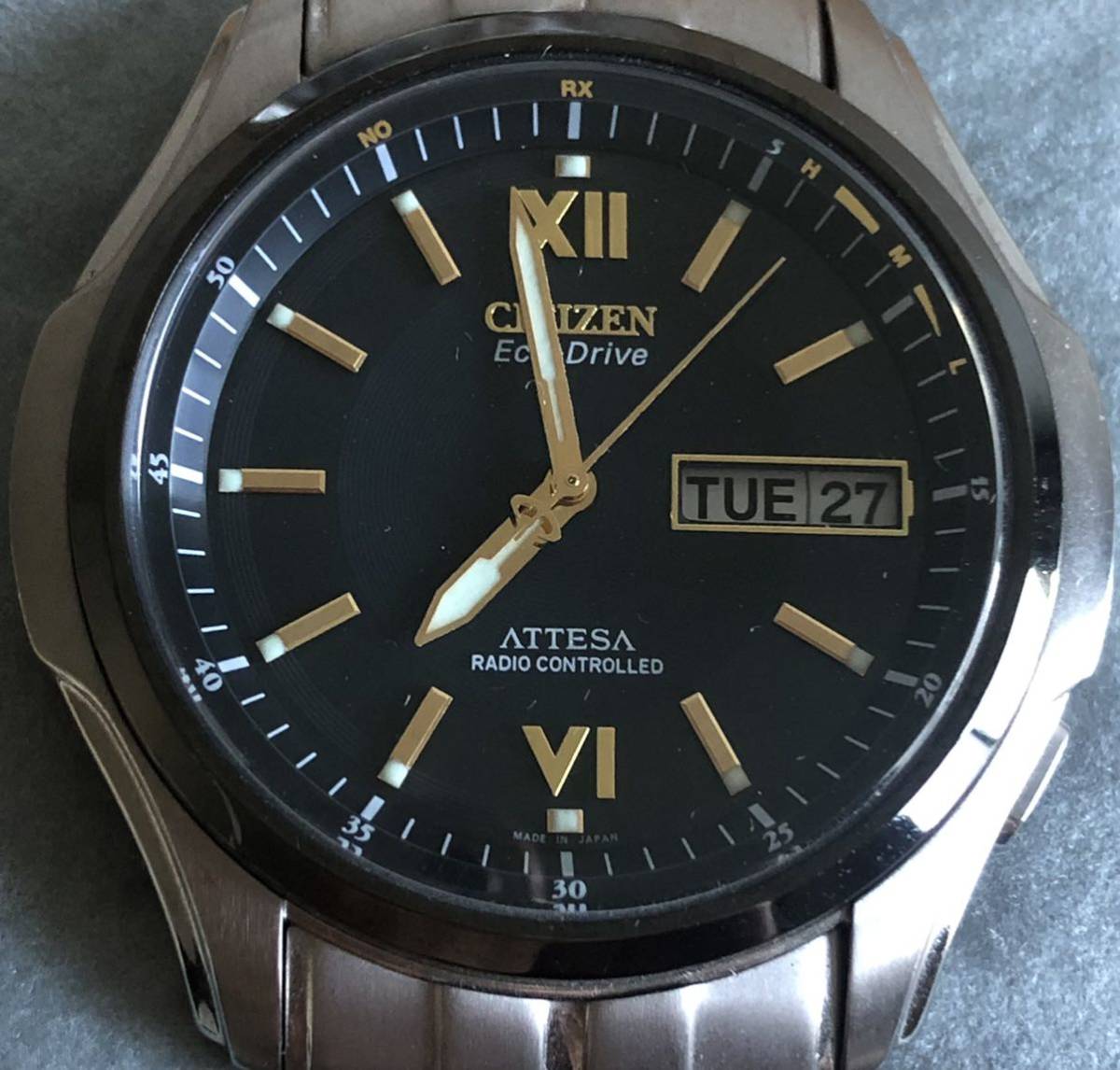 237-0990 CITIZEN シチズン ATTESA アテッサ メンズ腕時計　金属ベルト　電波ソーラー　H100-T011357 動作確認済み　ジャンク_画像2