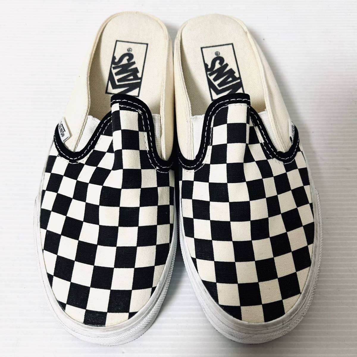 【美品/ゆうパケットポスト可】VANS バンズ 721278 スリッポン　スニーカー キャンバス　22.5cm チェッカーフラッグ　＊CY_画像2