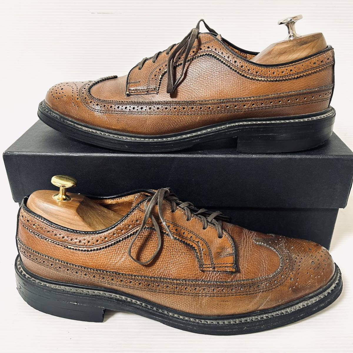 【Made in USA/80s ヴィンテージ】JCpenny JC ペニー ロングウイングチップ 革靴 91/2M 27.5cm 茶 ブラウン ＊CJの画像8