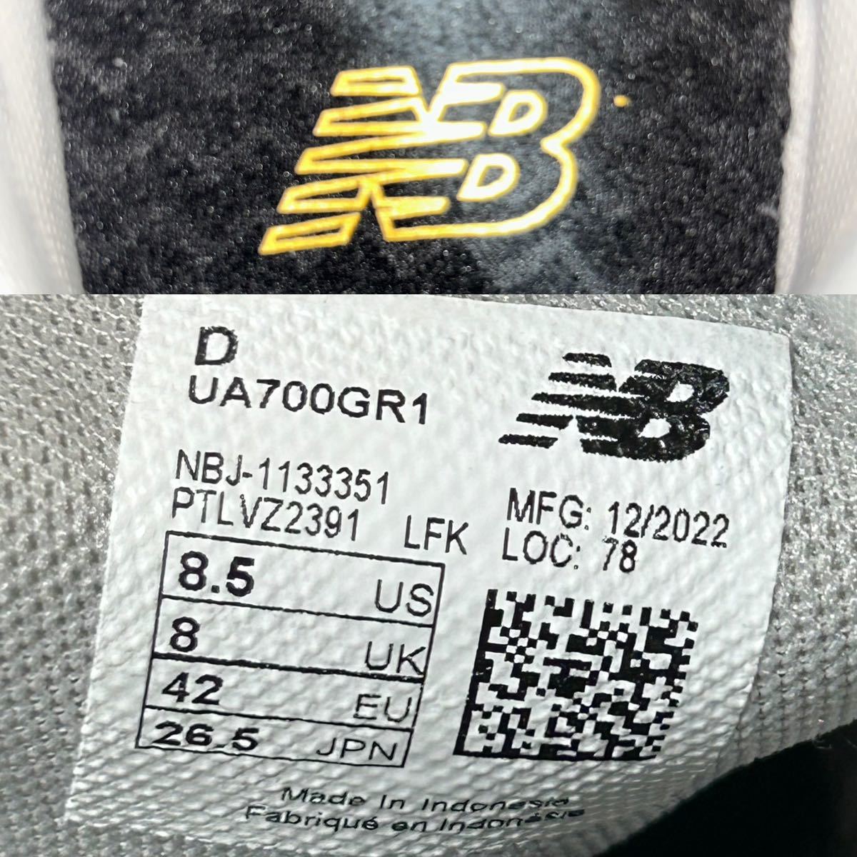 【BOX付/新品同様】new balance Fresh Foam 700 v1 GR1 UA700GR1 ニューバランス　ウォーキングシューズ　26.5cm グレー　＊11_画像10