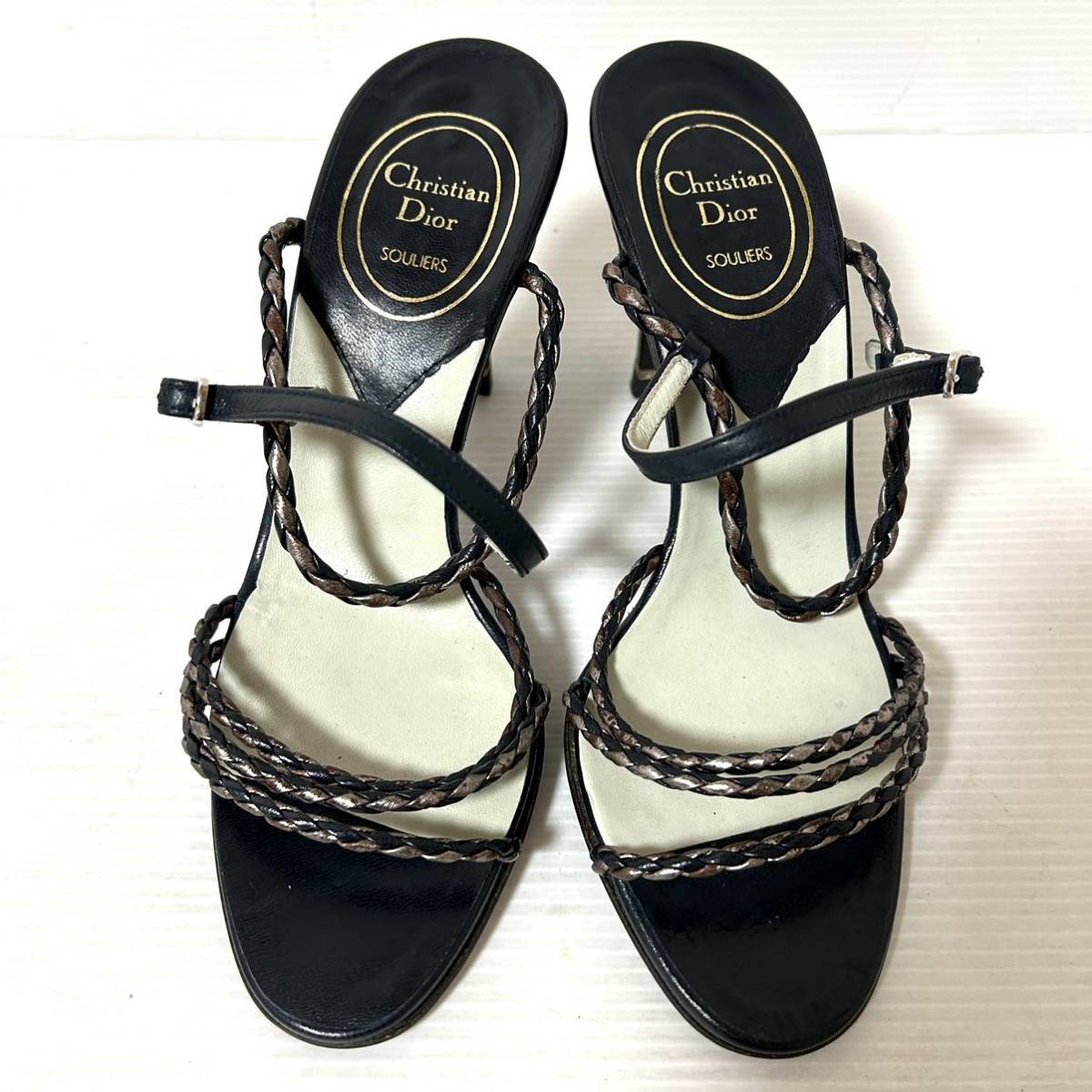 【推定60s/希少ヴィンテージ/美品】Christian Dior Souliers クリスチャンディオール サンダル　レザー　6 23.5-24cm ＊CQ_画像2