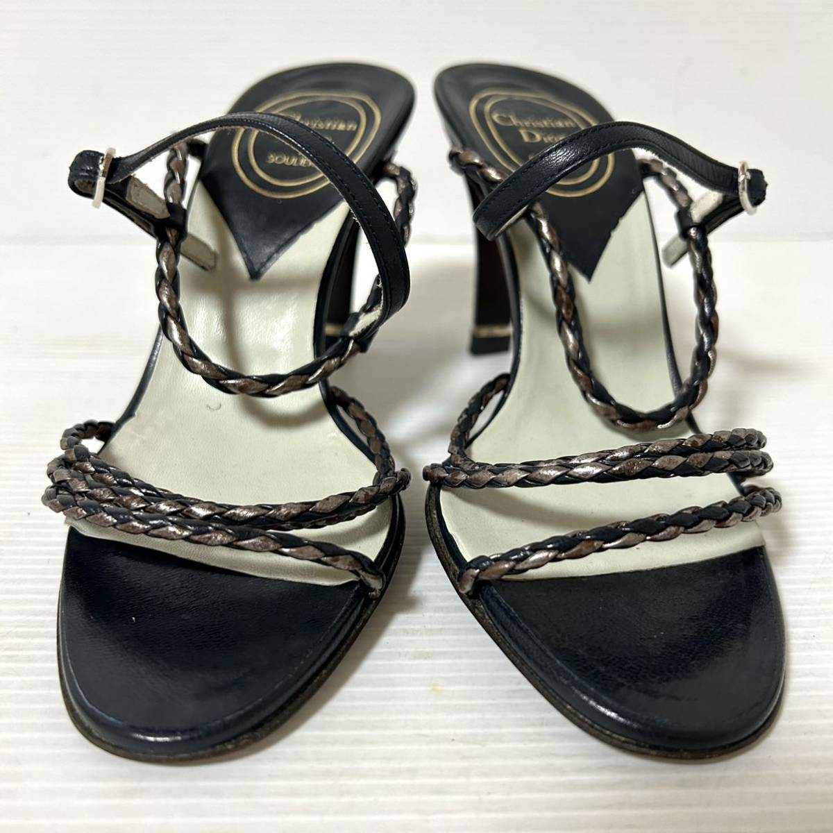 【推定60s/希少ヴィンテージ/美品】Christian Dior Souliers クリスチャンディオール サンダル　レザー　6 23.5-24cm ＊CQ_画像3