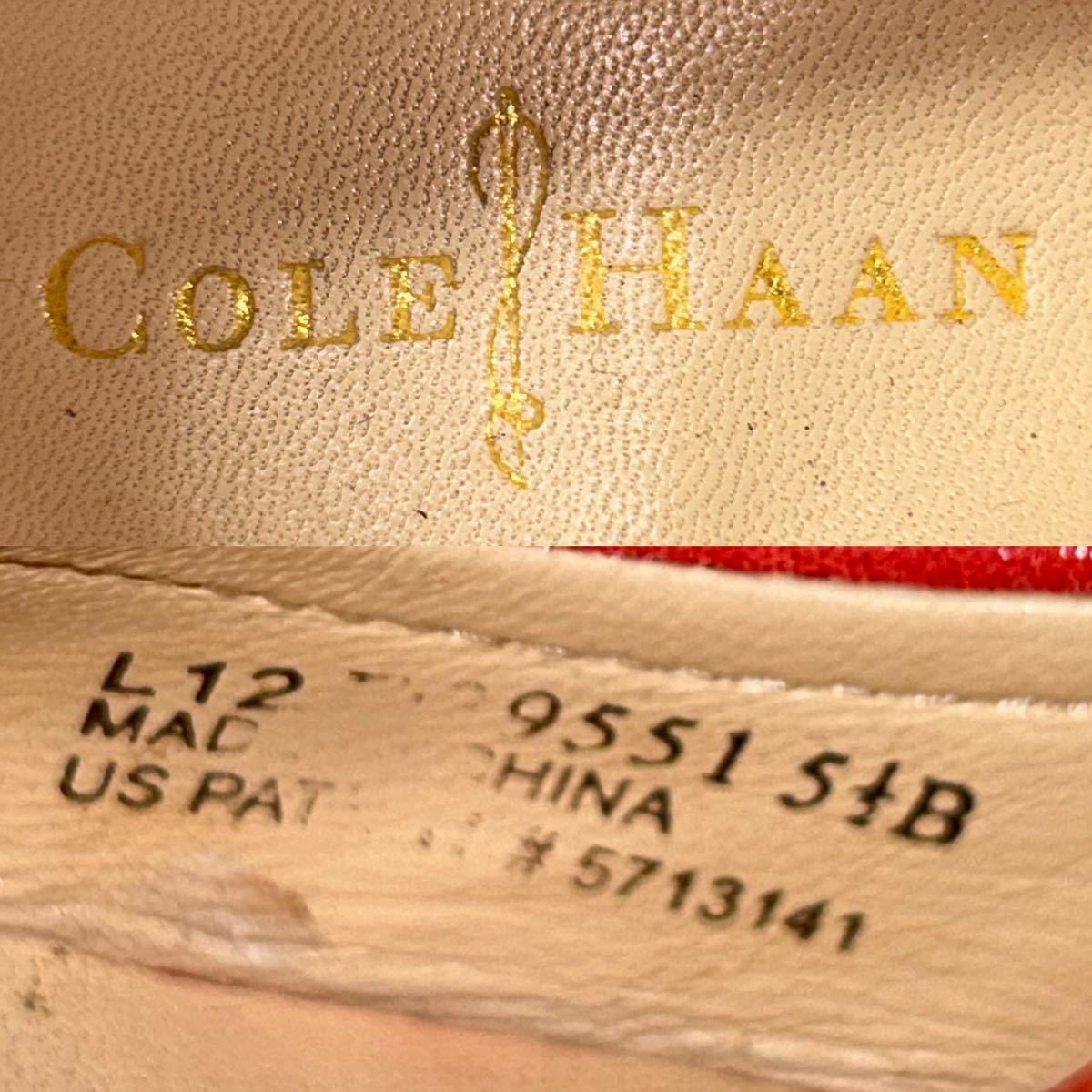 【美品】Cole Haan コール ハーン　オープントゥパンプス　ウェッジパンプス　NIKEソール　51/2B 22-22.5cm レッド　＊65_画像9